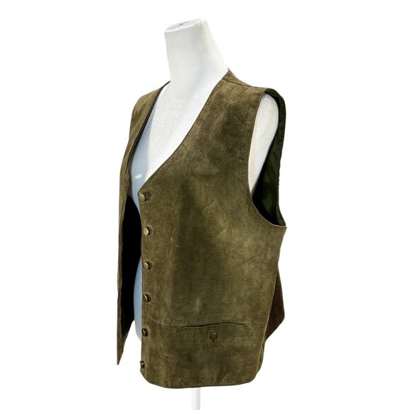 Vintage Western EMC Khaki Suede Leather Vest - Picture 1 of 7